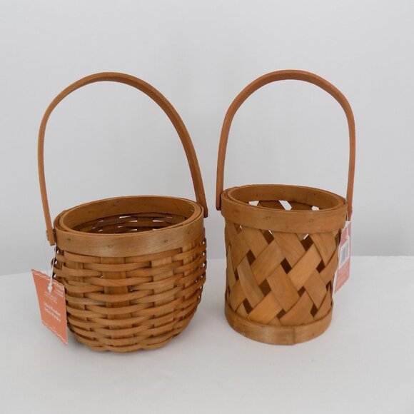 Ashland Other - Set of 2 Ashland Fall Autumn Ash Chipwood Woven Mini Basket Wooden Handle New
